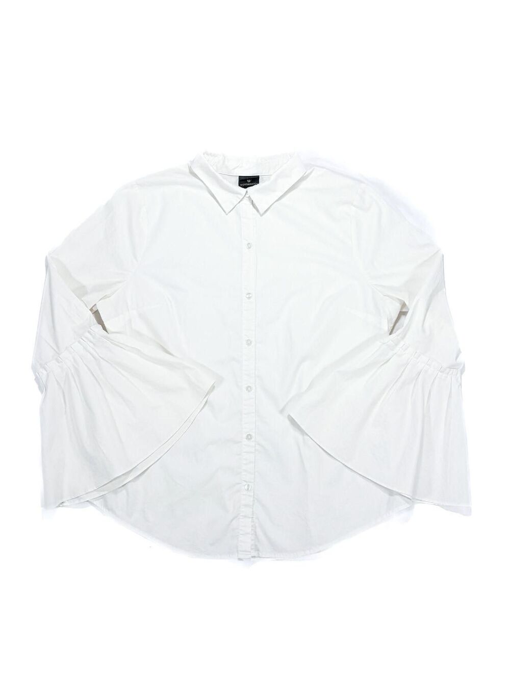White Button Up Shirt Bell Sleeves Goth Witchy